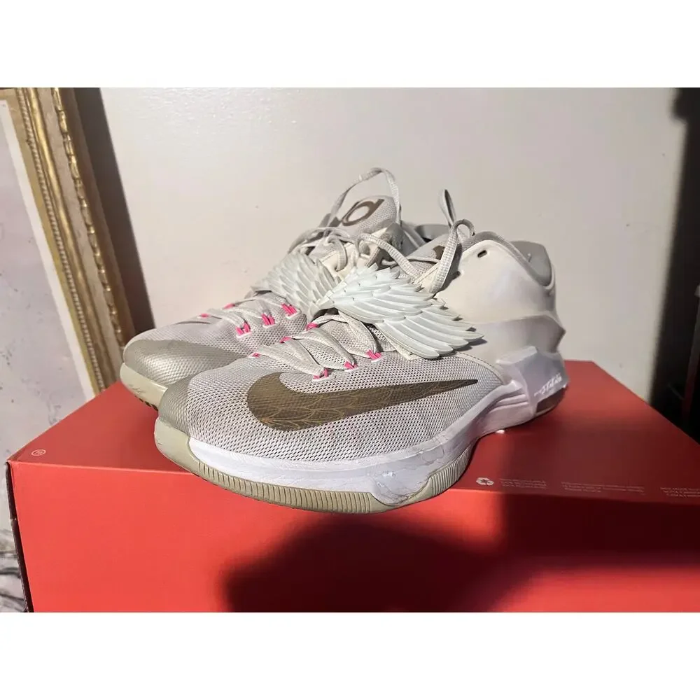 2014 Mens Nike KD 7 PRM Aunt Pearl Pink Pow Platinum Size 11.5 Used OG